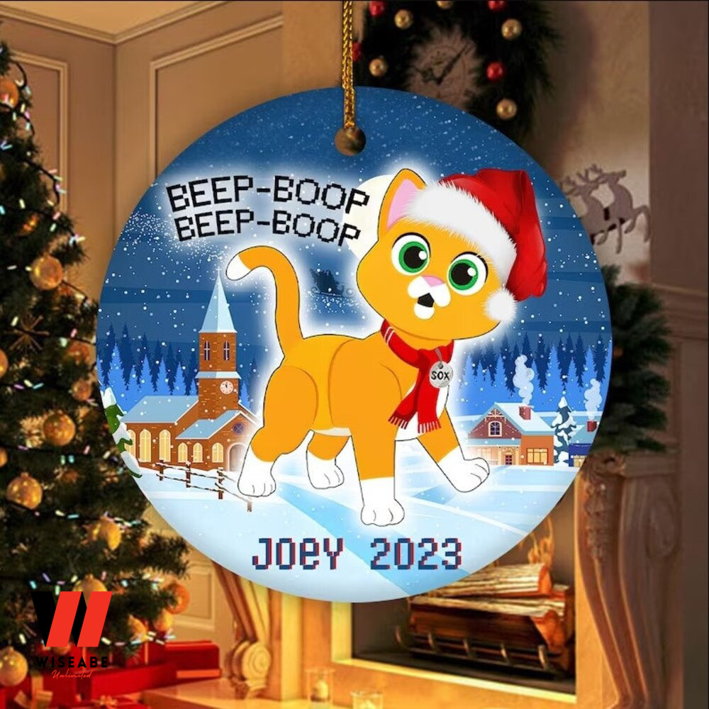 Personalized Sox Cat Christmas Ceramic Ornament