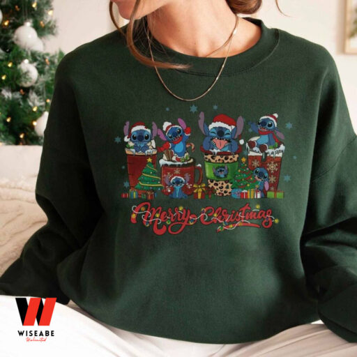 Stitch Christmas Latte Cup Sweatshirt, Kids Disney Shirt