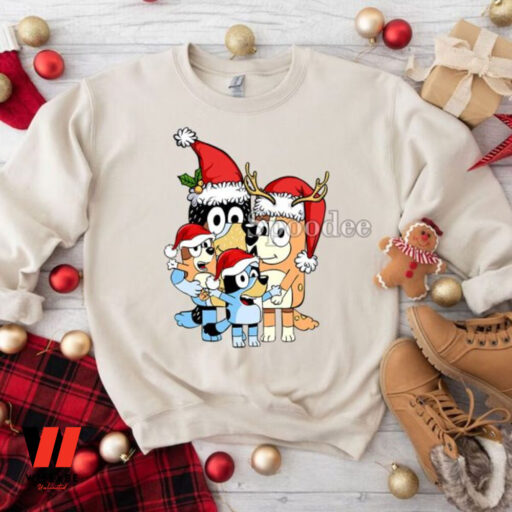 Bluey Family Christmas Sweatshirt, Bluey Deer Christmas Sweatshirt