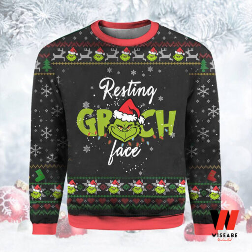 Resting Grinch Face Ugly Christmas Sweater, Grinch 3D Sweater