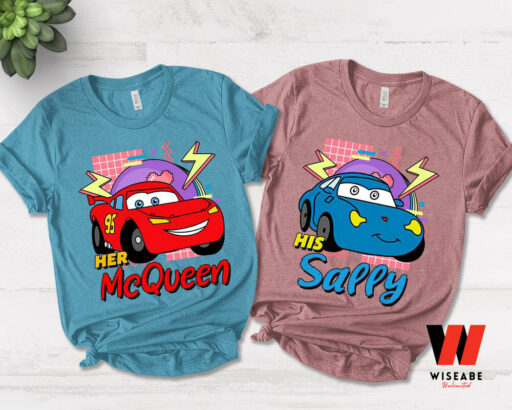 Retro 90s Pixar Cars His Sally And Her MC Queen Shirt