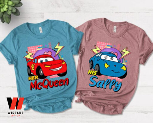 Retro 90s Pixar Cars His Sally And Her MC Queen Shirt