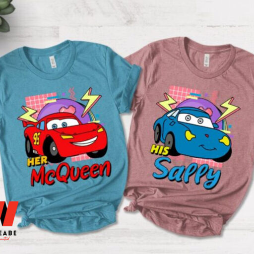 Retro 90s Pixar Cars His Sally And Her MC Queen Shirt