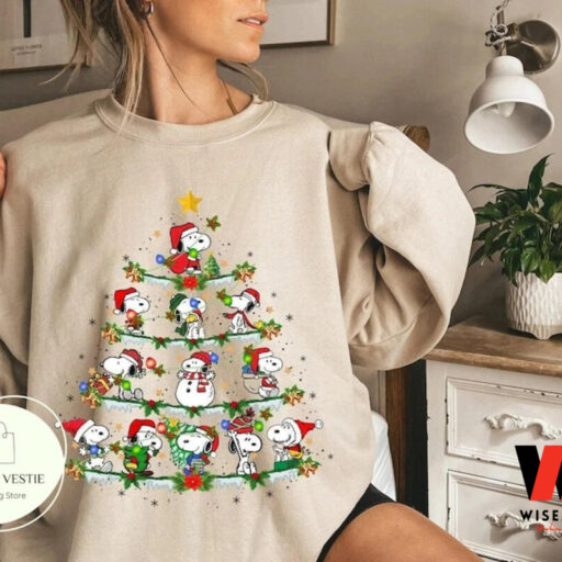 Retro The Peanuts Snoopy Christmas Tree Sweatshirt