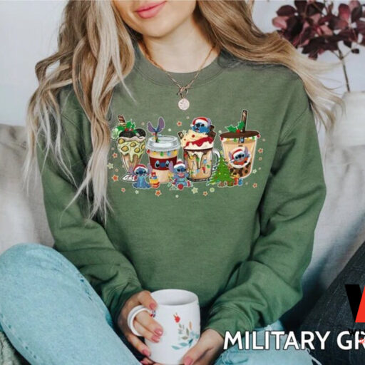 Stitch Christmas Coffee Sweatshirt, Family Vacation Xmas