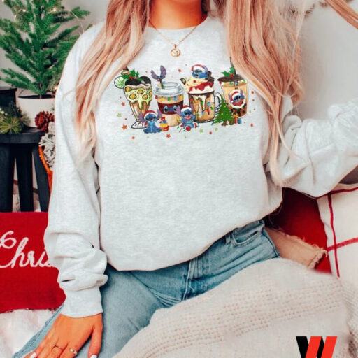 Stitch Christmas Coffee Sweatshirt, Family Vacation Xmas