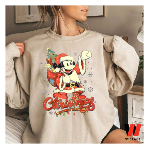 Vintage Disney Santa Mickey Mouse Christmas Sweatshirt, Mickey Christmas Gift