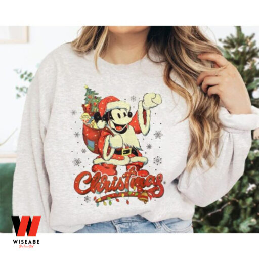 Vintage Disney Santa Mickey Mouse Christmas Sweatshirt, Mickey Christmas Gift
