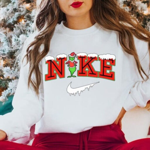 Vintage Grinch Nike Logo Christmas Sweatshirt