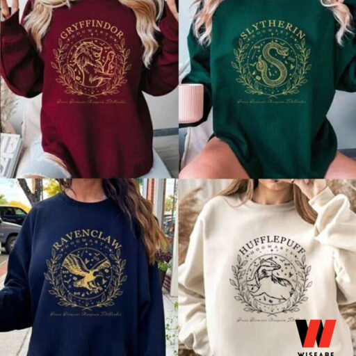Vintage Hogwarts Four Houses sweatshirts, Wizard Hoodie