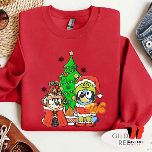 Bluey Brandit and Chilli Christmas Tree Sweatshirt, Bluey Sweatshirt