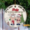 Personalized Custom Wacky Old Couple Santa Ceramic Ornament, Gift for Old Couple