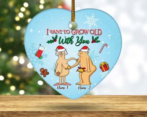 Custom Name Old Couple Ornament, Funny Couple Christmas Ornament,