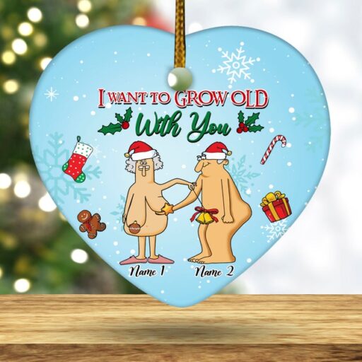 Custom Name Old Couple Ornament, Funny Couple Christmas Ornament,