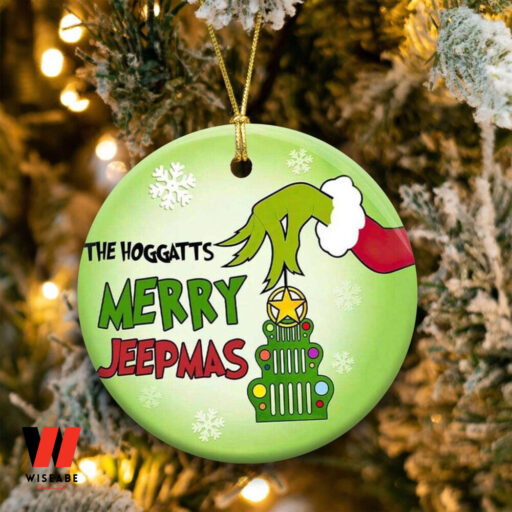 Merry Jeepmas With Grinch Hand Holding Ornament Family Christmas Tree