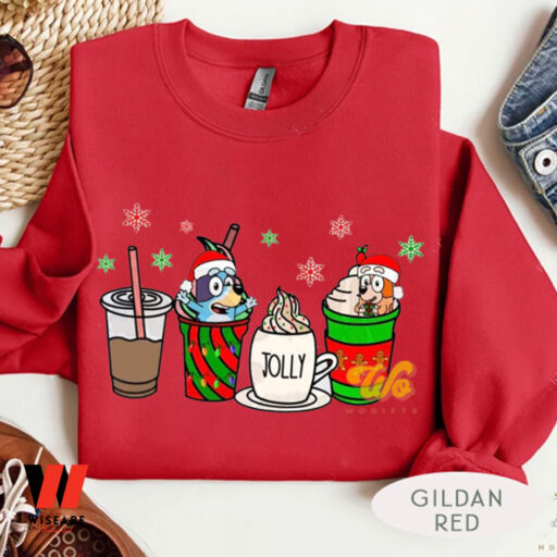 Bluey Bingo Coffee Latte Cup Christmas Sweatshirt