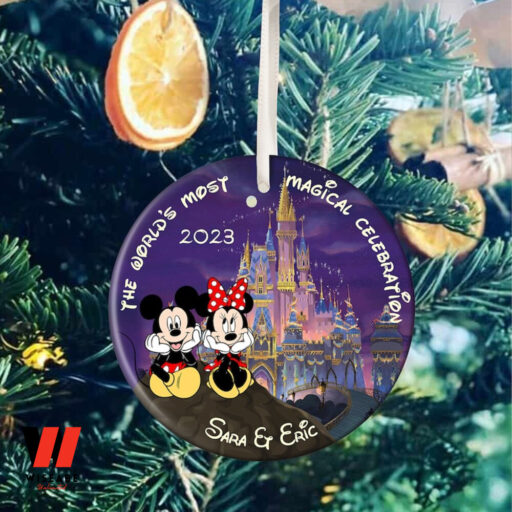 Personalized Mickey and Minnie Christmas Ornament, Couple Ornament