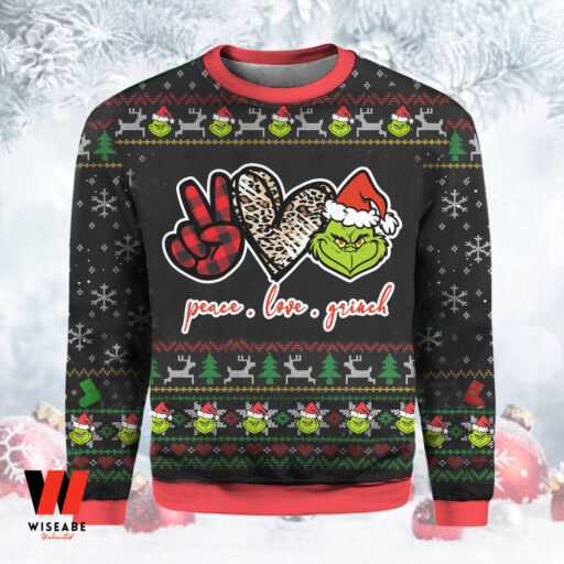 Peace Love Grinch Christmas Ugly 3D Sweater