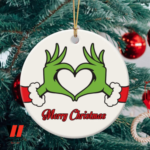 Merry Christmas Grinch Ornament,Grinch Heart Hand Ornament
