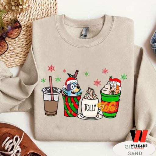 Bluey Bingo Coffee Latte Cup Christmas Sweatshirt