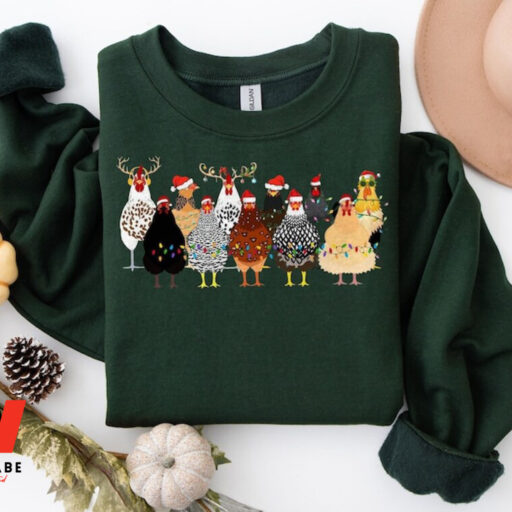 Christmas Chicken Light Sweatshirt, Farm Animal Christmas Shirt