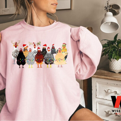 Christmas Chicken Light Sweatshirt, Farm Animal Christmas Shirt