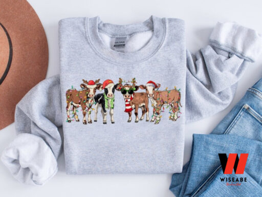 Christmas Cow Sweatshirt, Farm Christmas Shirt