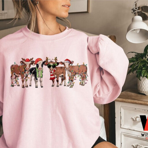 Christmas Cow Sweatshirt, Farm Christmas Shirt