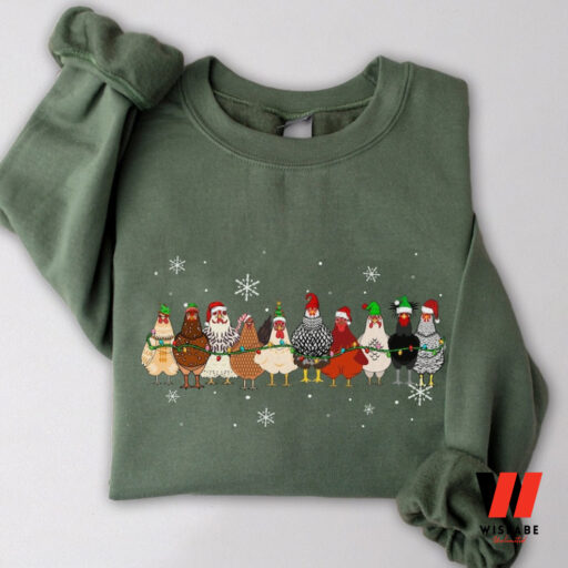 Christmas Santa Chickens Crewneck Sweatshirt