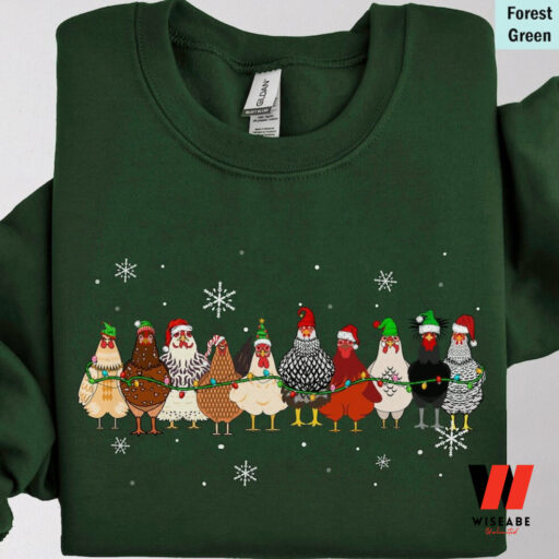 Christmas Santa Chickens Crewneck Sweatshirt