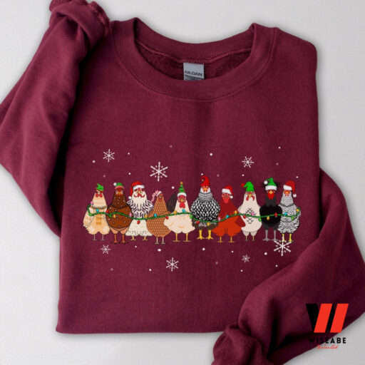 Christmas Santa Chickens Crewneck Sweatshirt