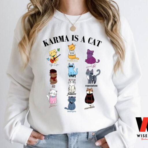 Karma Is A Cat, Music Albums As Books Sweatshirt, Fan Shirt, Music Shirt, Music Fan Album Sweatshirt