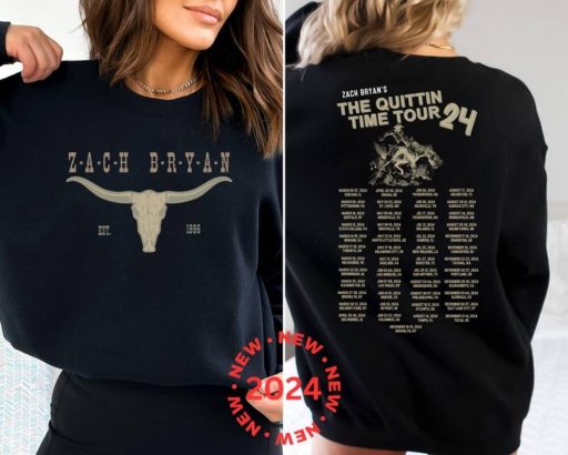 Wiseabe Zach Bryan The Quittin Time Tour 2024 Sweatshirt t Shirt Gift For Men And Women, Country Music Singer, Zachh Bryann Sweatshirt, Zack Brian Concert Fan Shirt, The Quittin Time Tour Hoodie