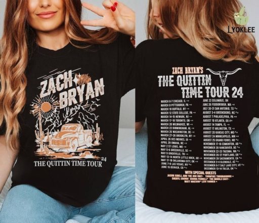 Wiseabe Zach Bryan The Quittin Time Tour 2024 T-Shirt Sweatshirt, Retro T Shirt Gift For Men And Women, Classic T Shirt