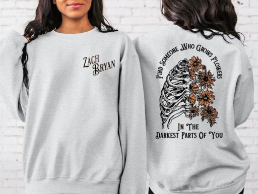 Wiseabe Zack Bryann Front and Back Sweatshirt, American Heartbreak Tour Hoodie, Find Someone Who Grows Flowers In The Darkest Parts Of You Sweatshirt