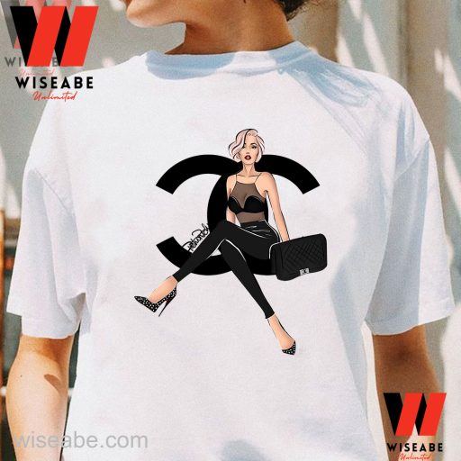 Wiseabe Cheap Black Chanel Lady Logo Chanel Inspired Shirt, Perfect Gifts For Mom