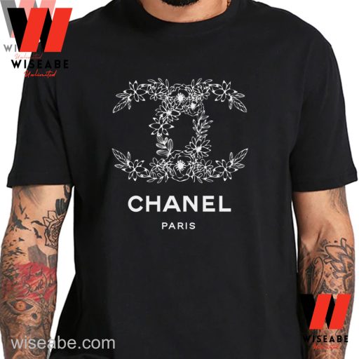 Wiseabe Vintage Floral Chanel Logo T Shirt, Chanel Inspired Shirt