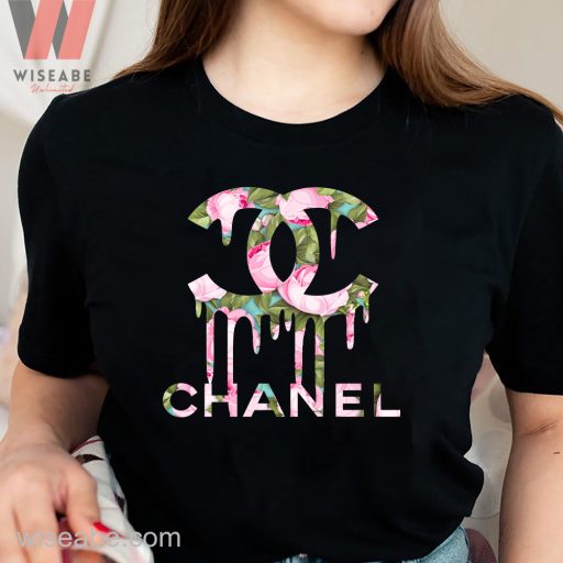 Wiseabe Cheap Chanel Floral Dripping Logo T Shirt , Gift For Your Girlfriend