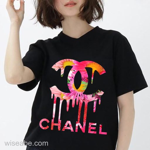 Wiseabe Cheap Floral Dripping Chanel Logo Shirt, Gift For Chanel Girl