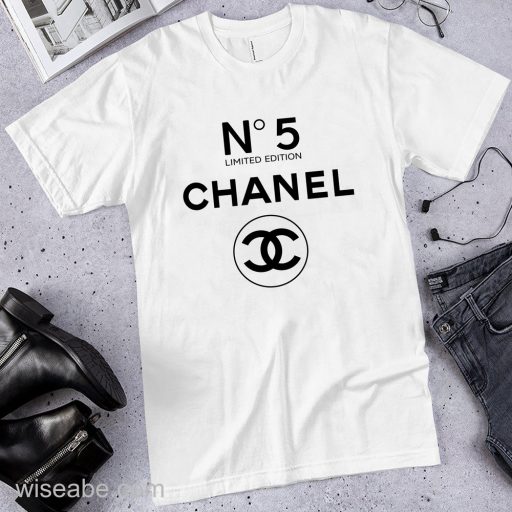 Wiseabe Limited Edition Chanel N5 T Shirt, Logo Chanel T Shirt Womens