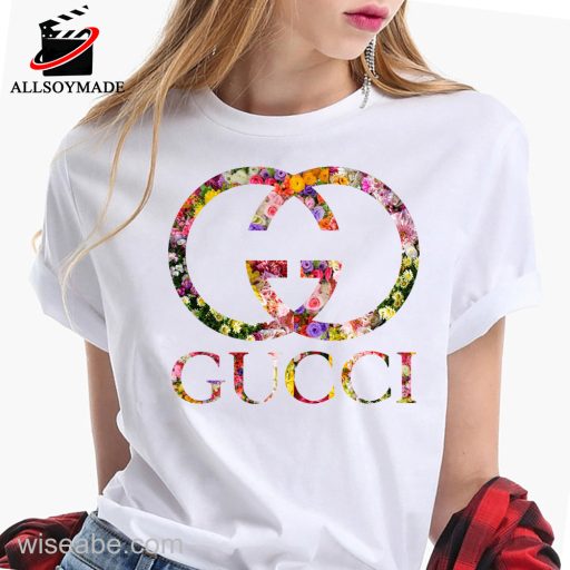 Wiseabe Sale Floral Logo Gucci Tshirt Mens, Cheap Gucci Tshirt Womens