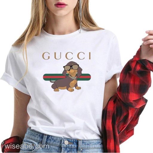 Wiseabe Cool Dachshund Gucci T Shirt Womens, Cheap Black And White Gucci Shirt