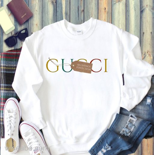 Wiseabe Cheap Gucci Love Not Perfection T Shirt Womens, Fake Gucci T Shirt Mens