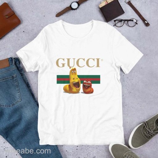 Wiseabe Funny Yellow And Red Larva Cartoon Gucci T Shirt Original, Cheap Gucci T Shirt Womens Mens