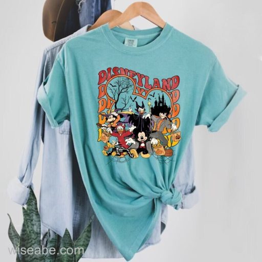 Wiseabe Vintage Disneyland Halloween T-Shirt, Mickey and Friends Halloween Shirt, Mickey Skeleton Shirt, Disney Halloween Shirt