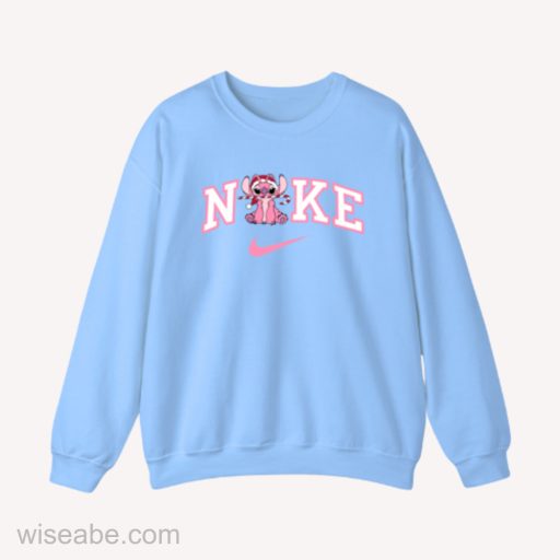Wiseabe Stitch Angel Christmas Embroidered Sweatshirt, Cheap Embroid Sweatshirt