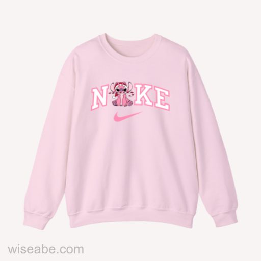 Wiseabe Stitch Angel Christmas Embroidered Sweatshirt, Cheap Embroid Sweatshirt