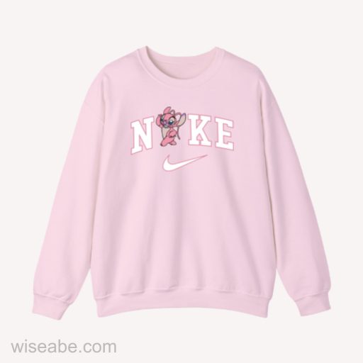 Wiseabe Stitch Angel Nike Embroidered Sweatshirt, Cheap Nike Embroidered Shirt