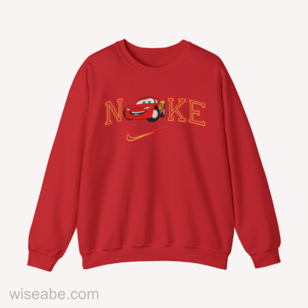 Wiseabe Cars McQueen Nike Embroidered Sweatshirt, Cheap Nike Embroidered Shirt