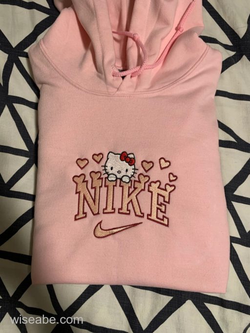 Wiseabe Hello Kitty Nike Logo Embroidered Sweatshirt Embroidery Design